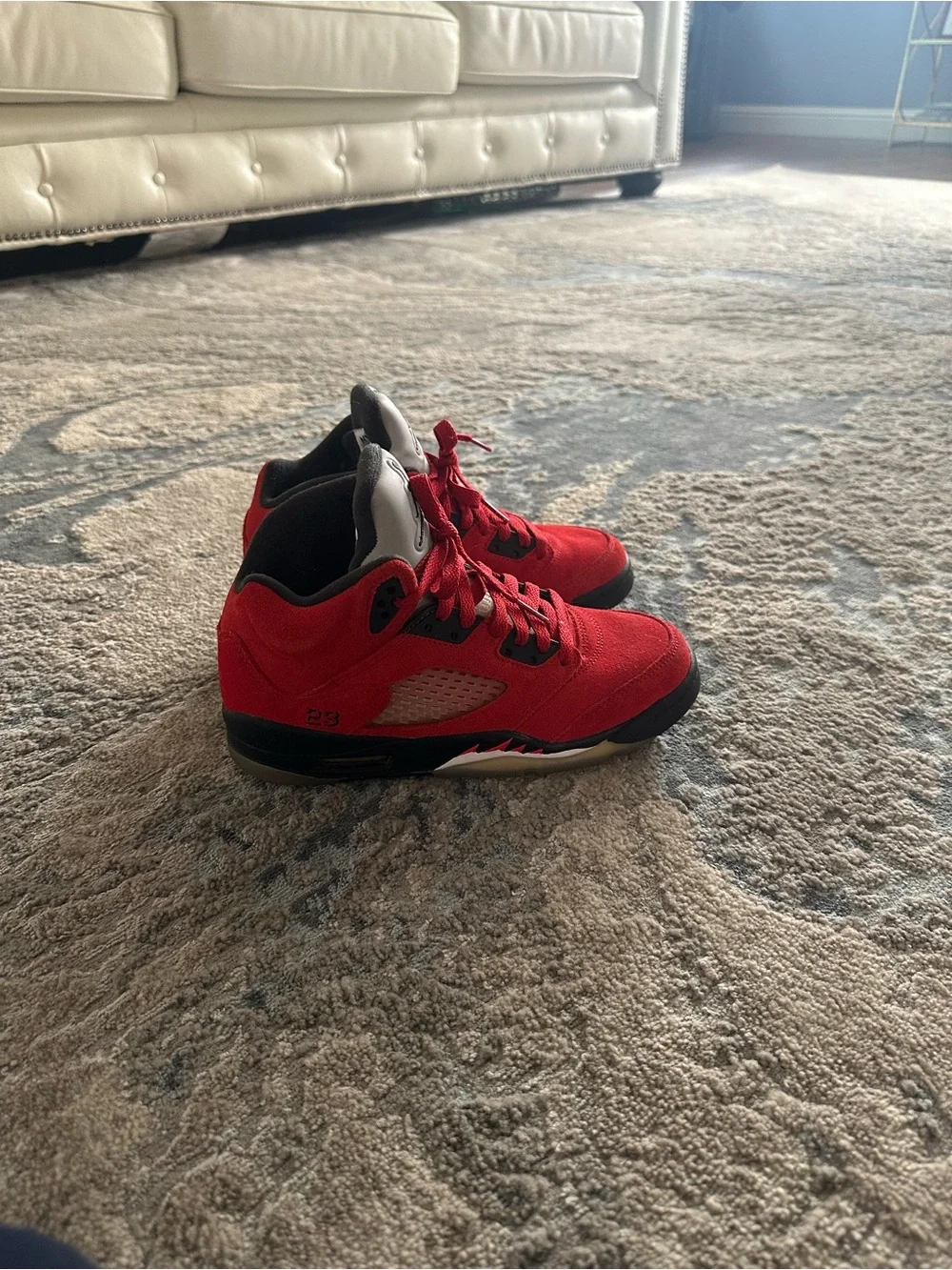 Jordan 5 Retro Red Suede High-Top Sneakers